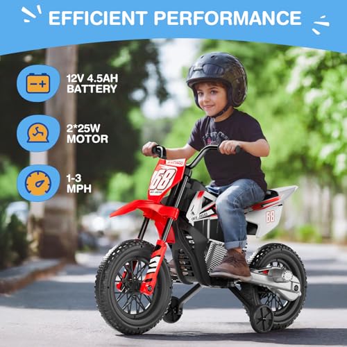 12V Kids Motorcycle with Training Wheels D191678