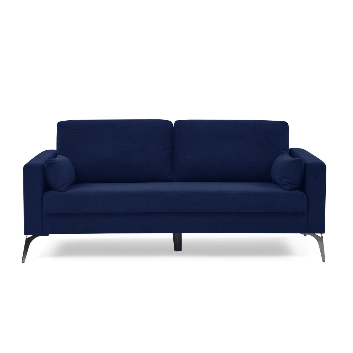 Navy Corduroy 3-Seater Sofa with Two Small Pillows T731608