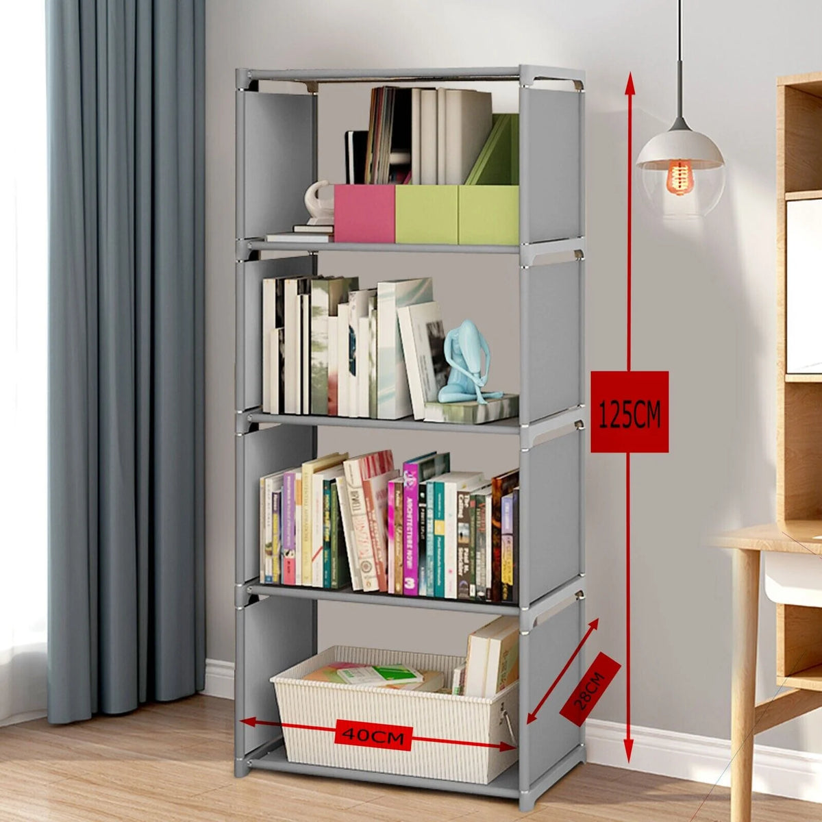 4-Tier Grey Bookshelf W838091