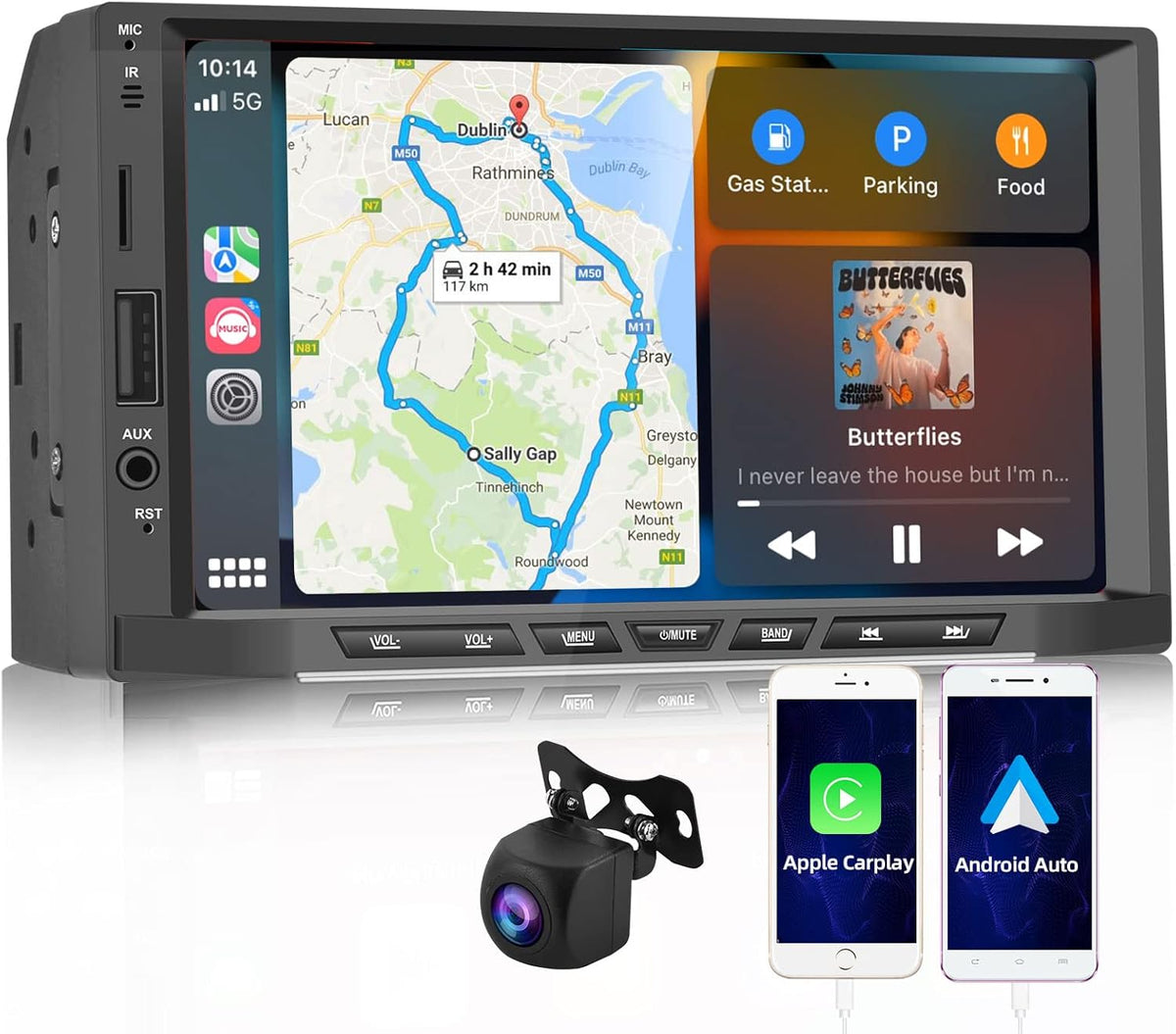 Double Din Car Stereo with 7” Touchscreen and Backup Camera S921026