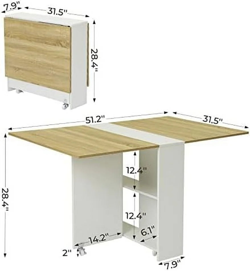 Folding Dining Table with 6 Casters and Shelves P34419