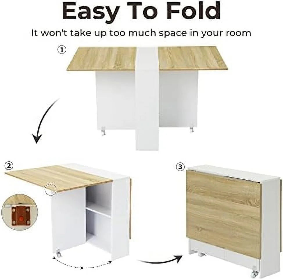 Folding Dining Table with 6 Casters and Shelves P34419