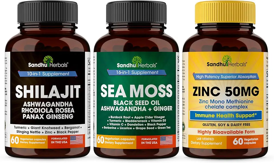 Shilajit Sea Moss & Zinc 50mg Supplement Combo I218865