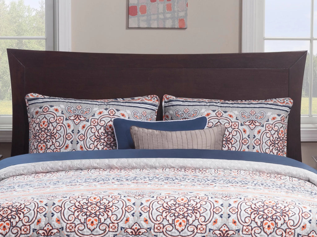 Full Low Profile Wood Platform Bed Frame with Panel Headboard A44427