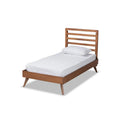 Walnut Finished Wood Twin Size Platform Bed E9962
