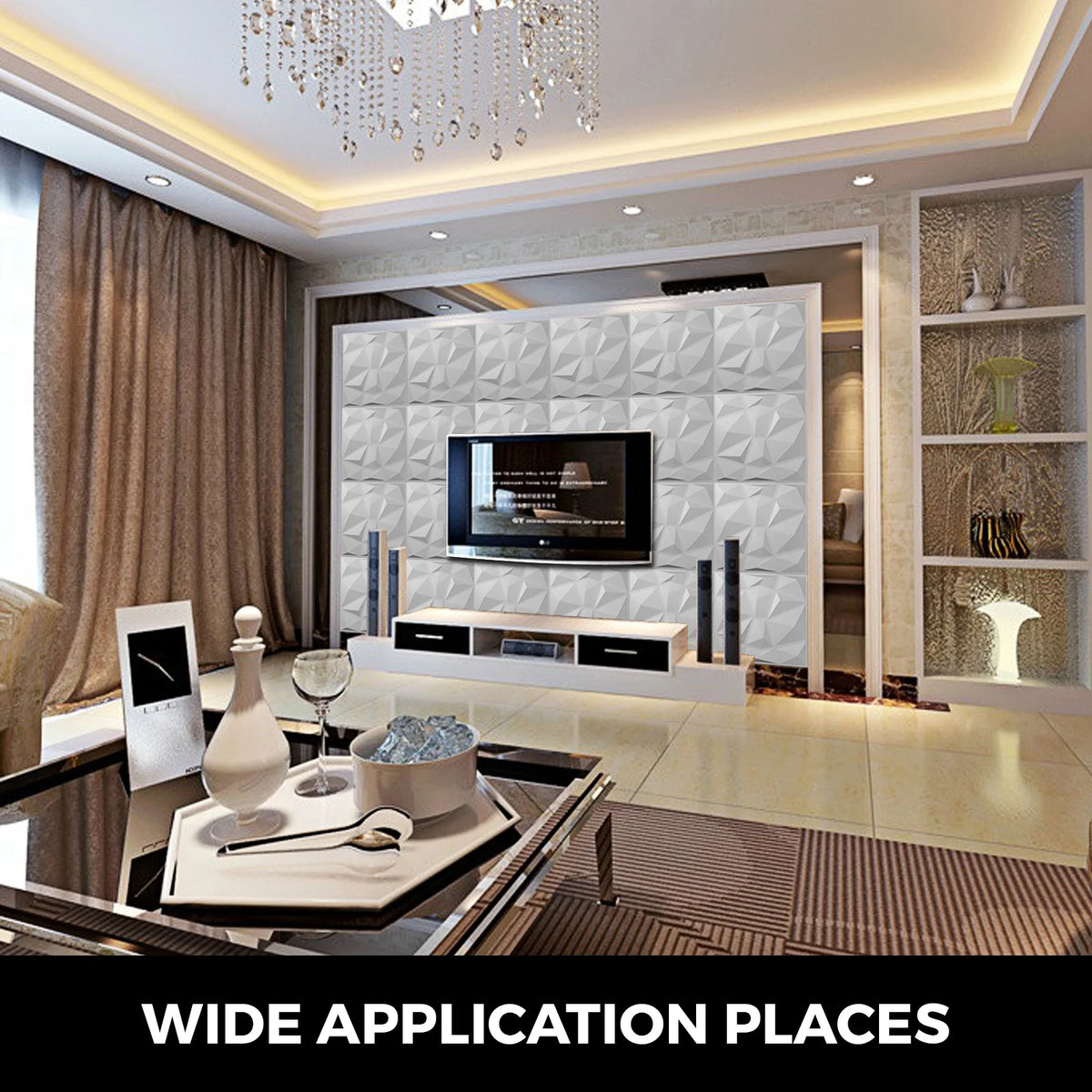 13pcs 50x50cm White 3D PE Foam Wall Panel S5849