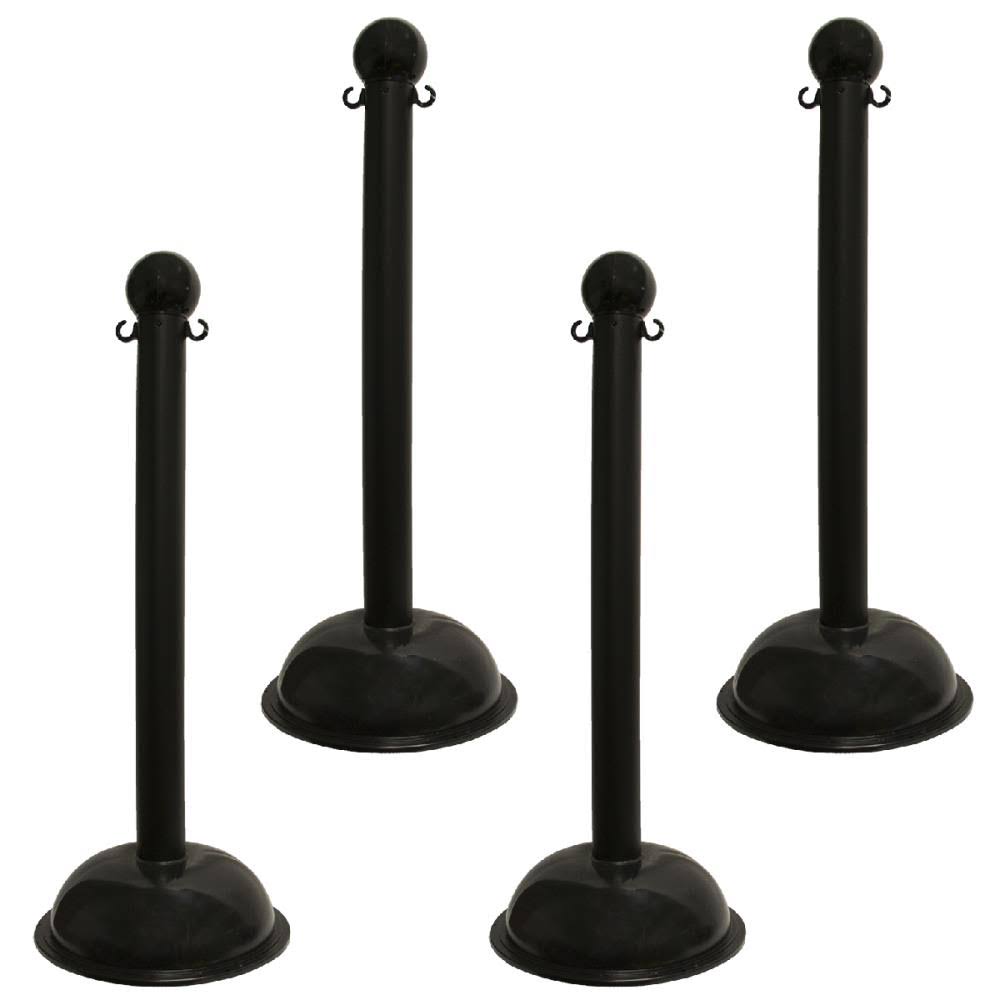 Black Crowd Control Stanchion with 16in Base 4pk O7475