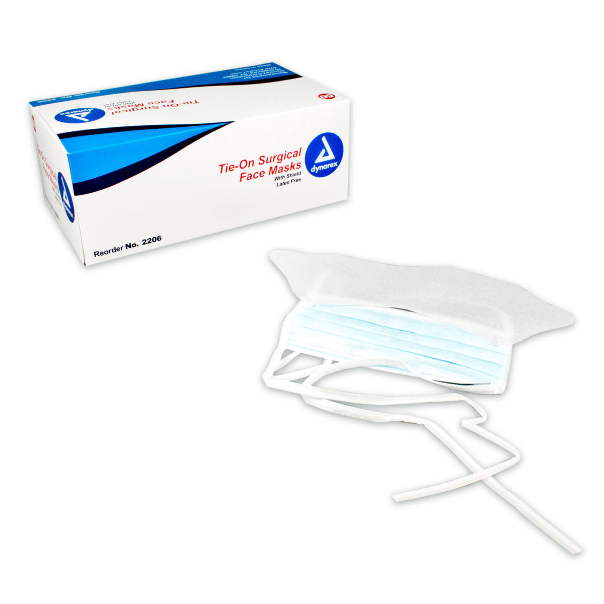 Blue Surgical Face Mask with Ties and Plastic Shield, Box of 50 S253