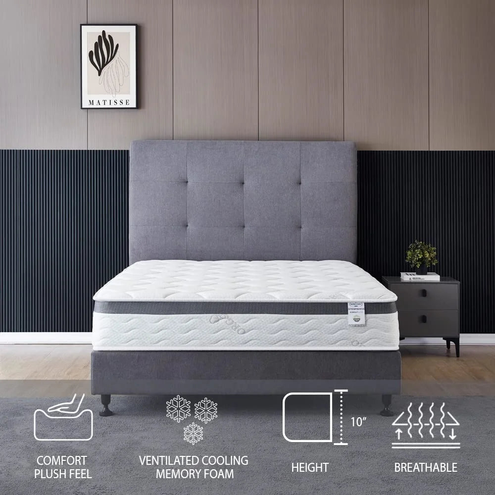 Twin Size 10 Inch Memory Foam Spring Hybrid Mattress B524671