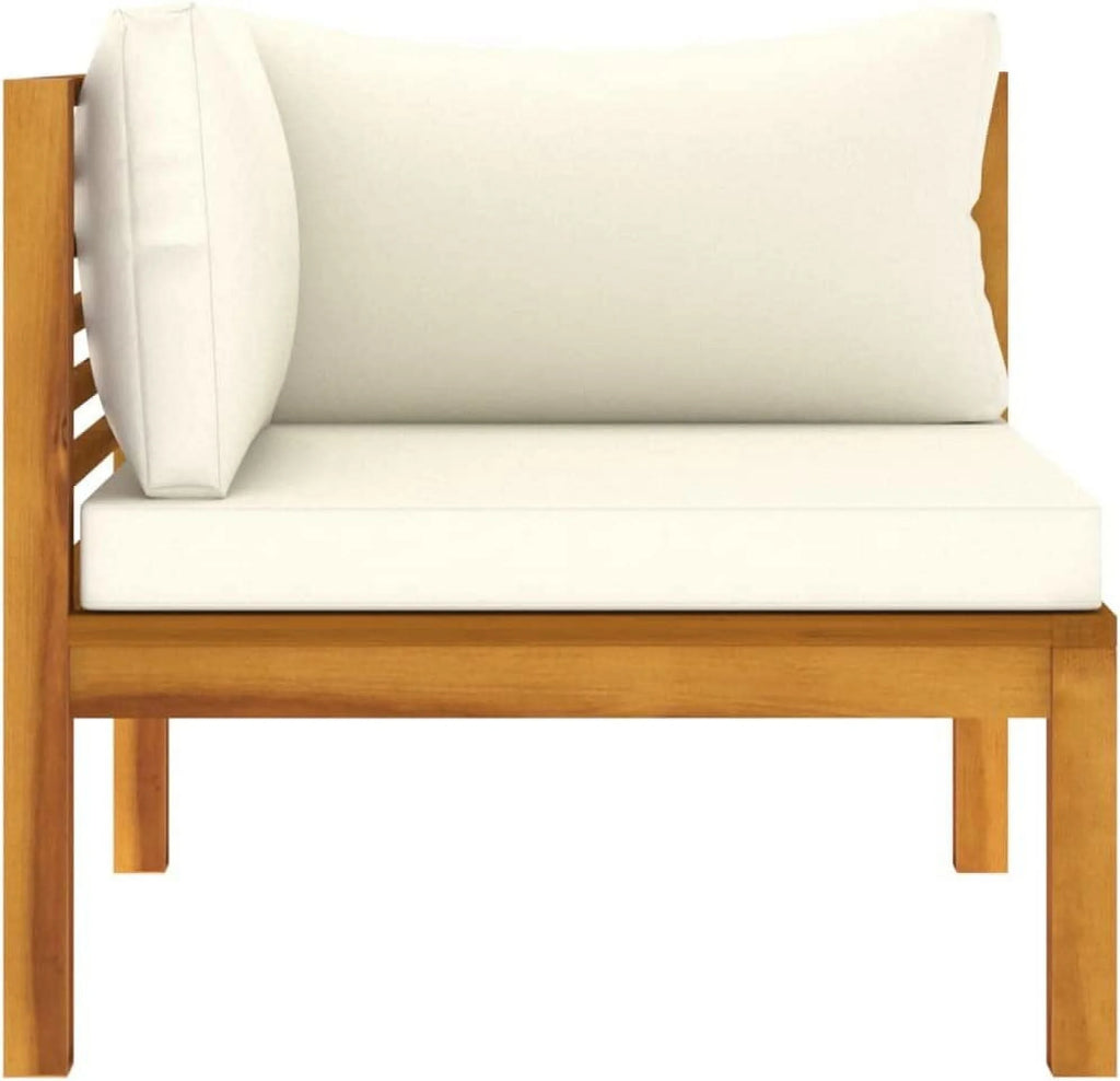 Patio Chairs with Tea Table and Cushions Acacia Wood Outdoor Furniture Set J412477