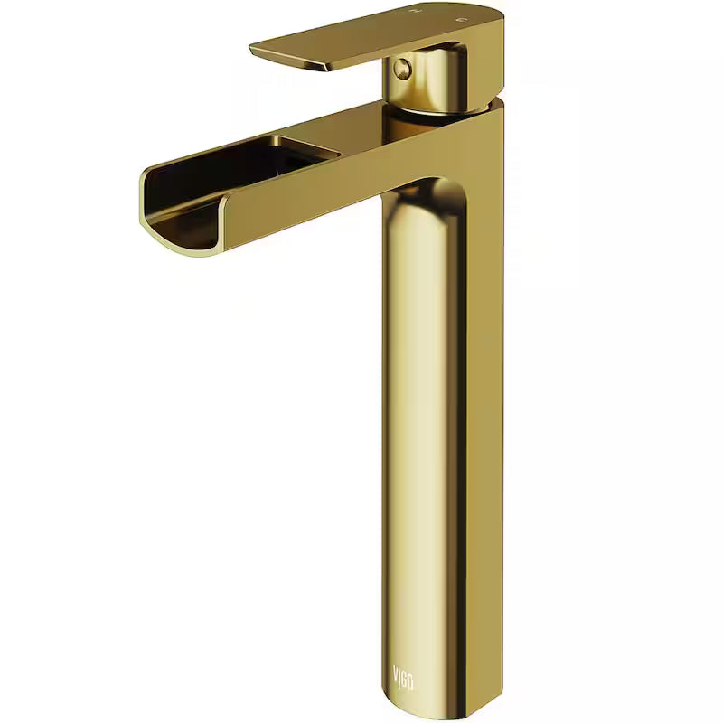Single Handle Single-Hole Bathroom Vessel Faucet Matte Brushed Gold Q9579