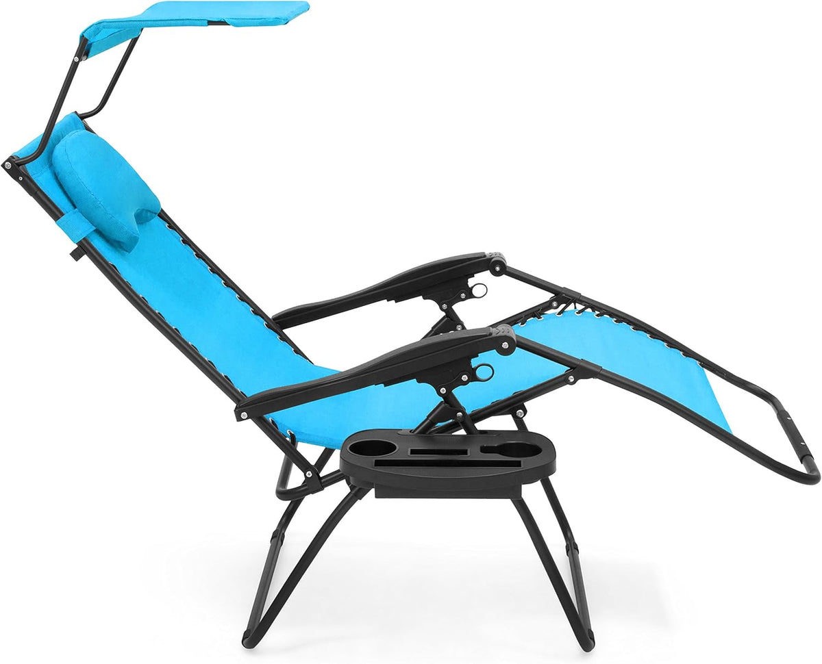 Oversized Steel Mesh Zero Gravity Reclining Lounge Chair with Canopy and Cup Holder U377777