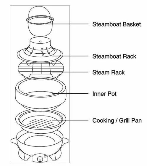 Multi Cooker stainless steel with centre strainer B73617