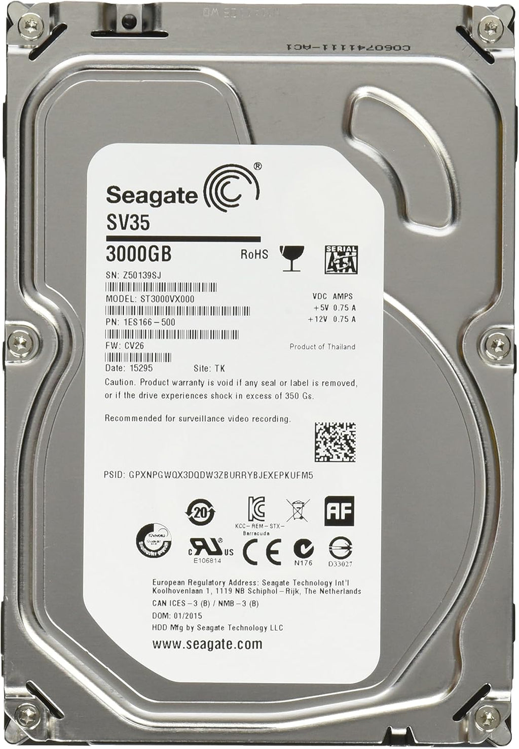 3TB 7200RPM SATA 64MB Cache 3.5-Inch Internal Drive V24691