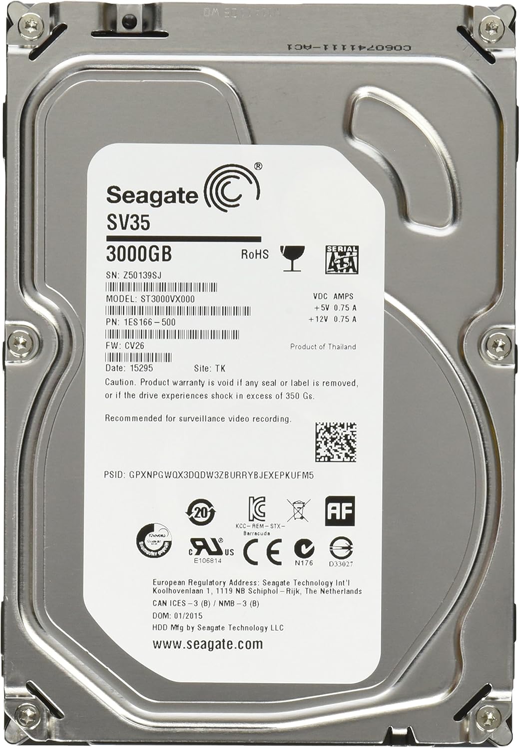 3TB 7200RPM SATA 64MB Cache 3.5-Inch Internal Drive V24691