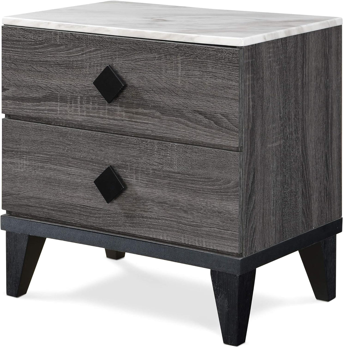 2 Drawer Gray Marble Top Side Table J80720