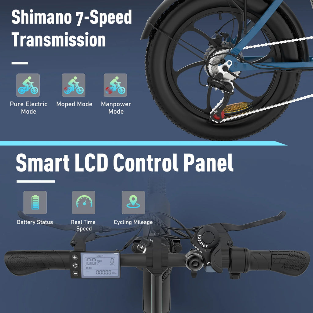 500W Fat Tire Electric Bike 11.2Ah 36V W883