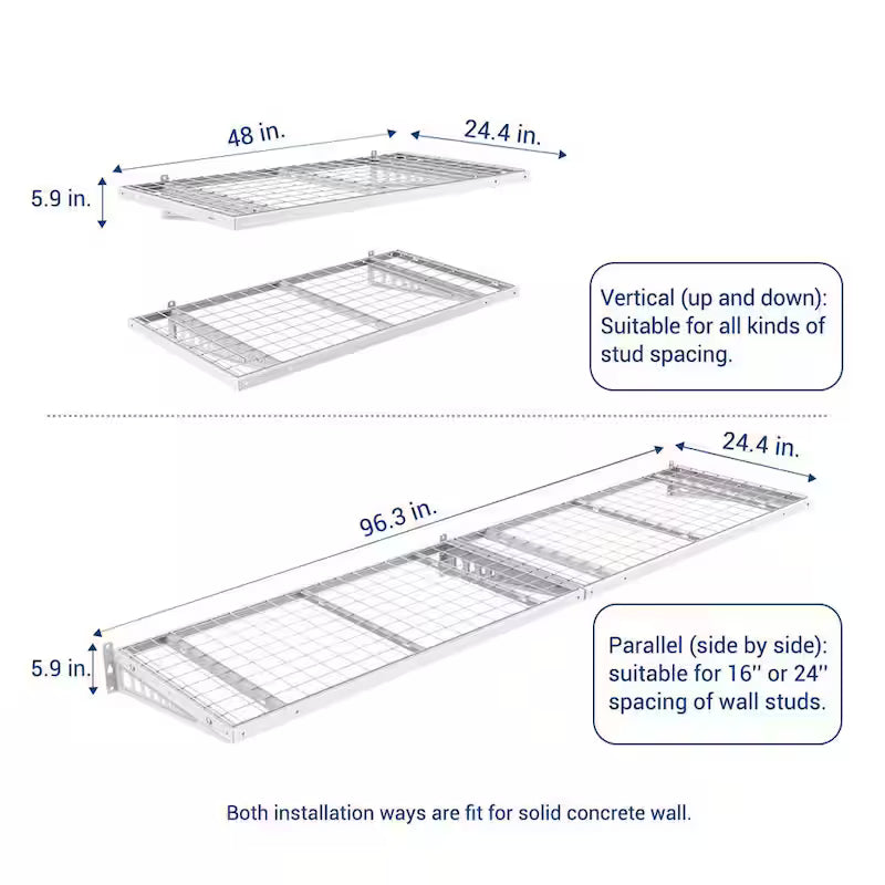 Heavy Duty Wall Shelf with Brackets in White S282