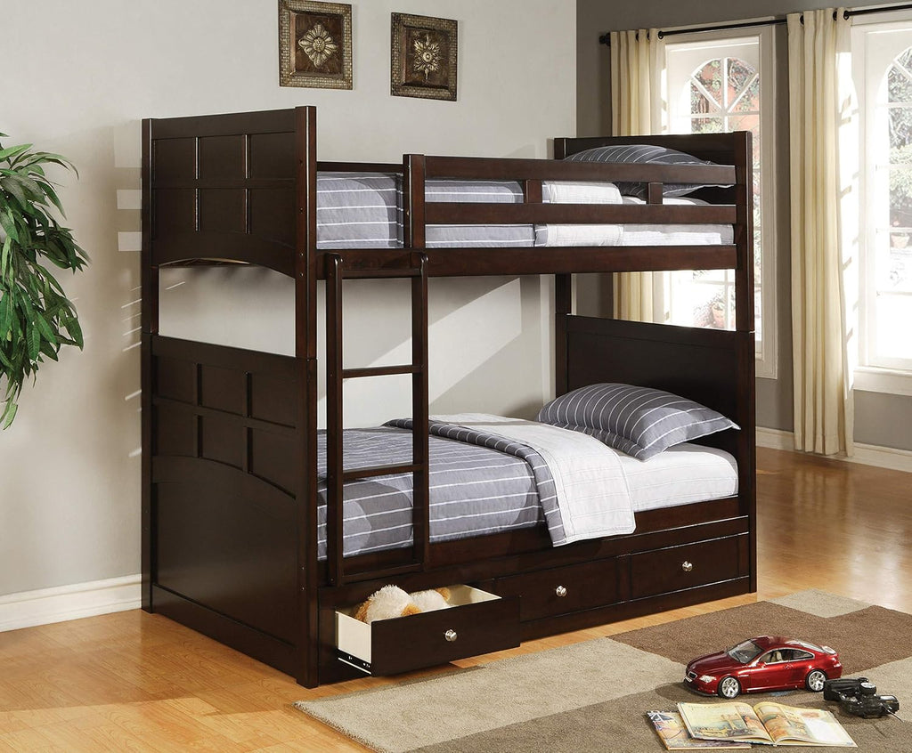Cappuccino Twin Over Twin Bunk Bed J911903