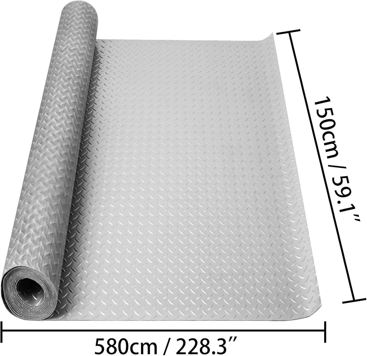 4.9x19ft Anti-Slide Diamond Texture Vinyl Garage Floor Mat V82657
