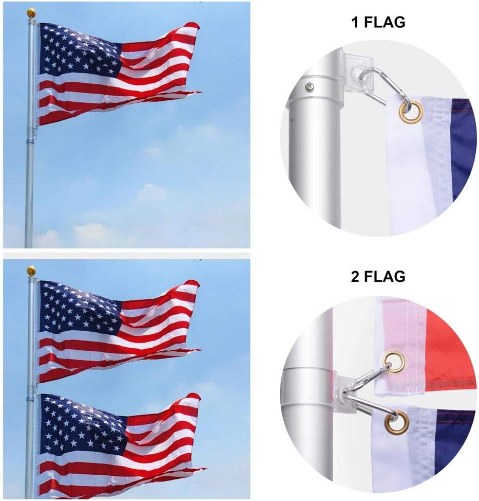 20FT Telescoping Aluminum Flagpole Kit J940