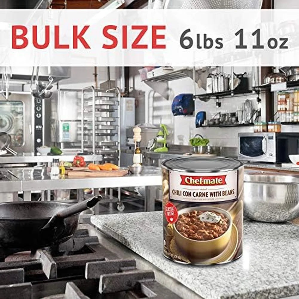 Beef Chili Canned Beans with Meat 6 lb 11 oz Pack of 18 A2912