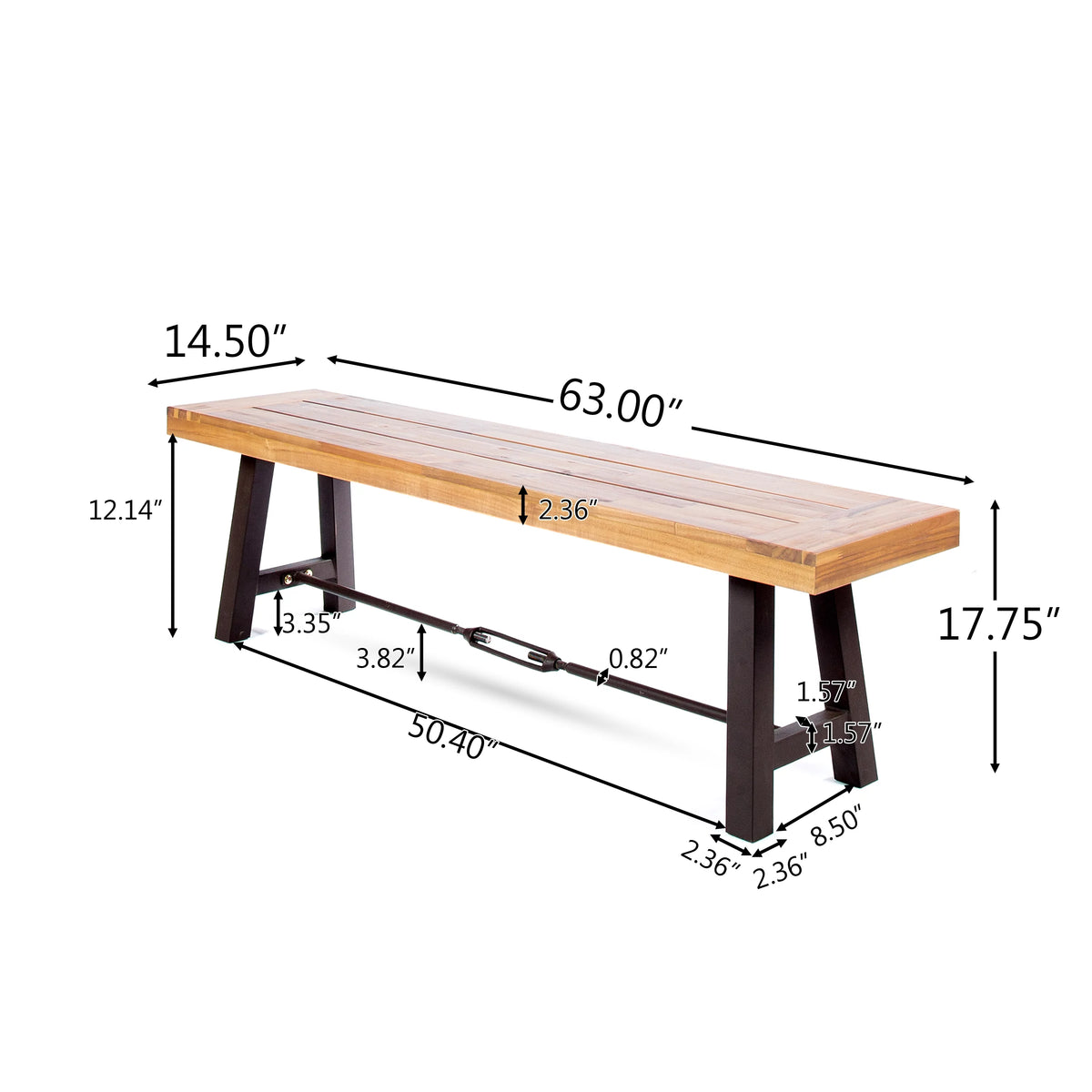 Acacia Wood Outdoor Dining Benches Set of 2 W274
