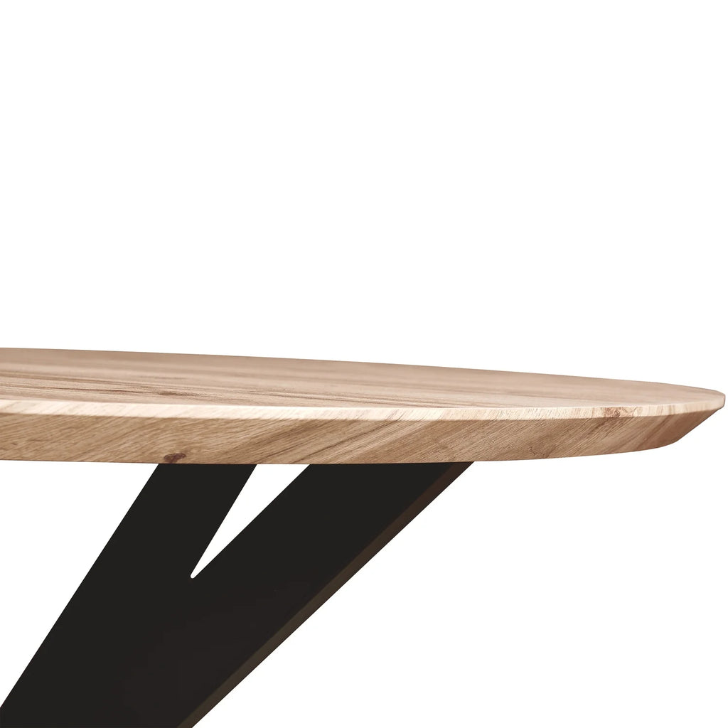 47" Round Wood Dining Table with Metal Base P9729