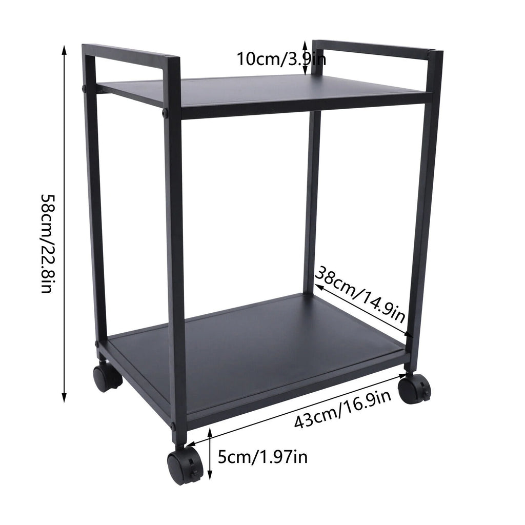 2-Tier Computer Tower Stand with Lockable Wheels K1060