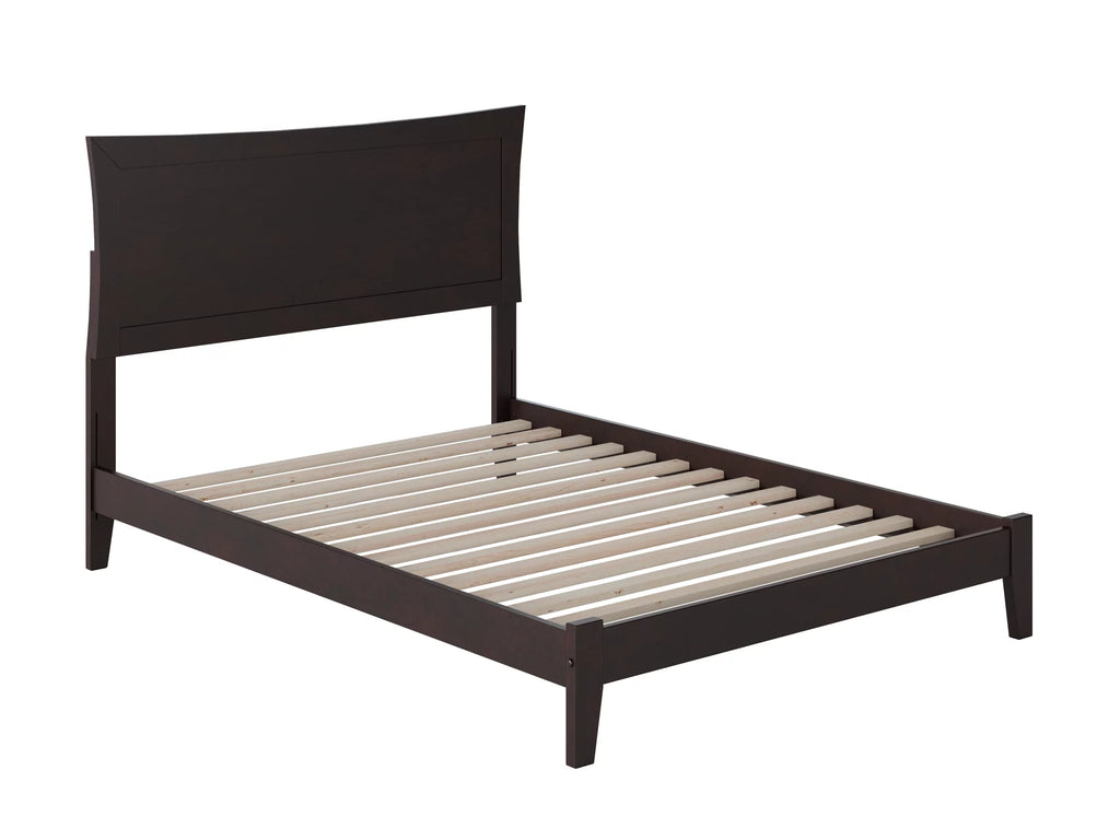Full Low Profile Wood Platform Bed Frame with Panel Headboard A44427