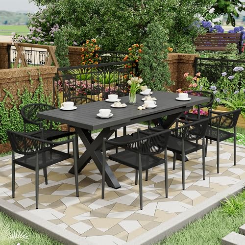 Black 4 Pcs Stackable Aluminum Rattan Patio Dining Chairs with Arms P48209
