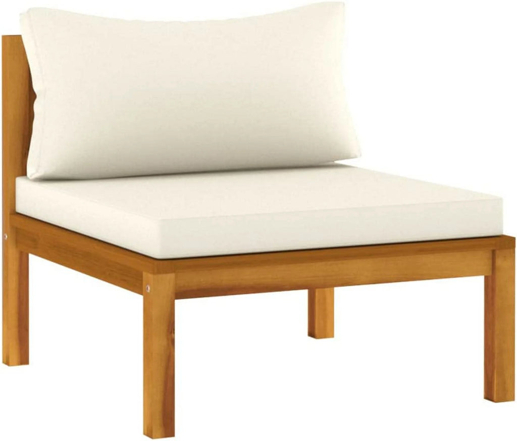 Patio Chairs with Tea Table and Cushions Acacia Wood Outdoor Furniture Set J412477