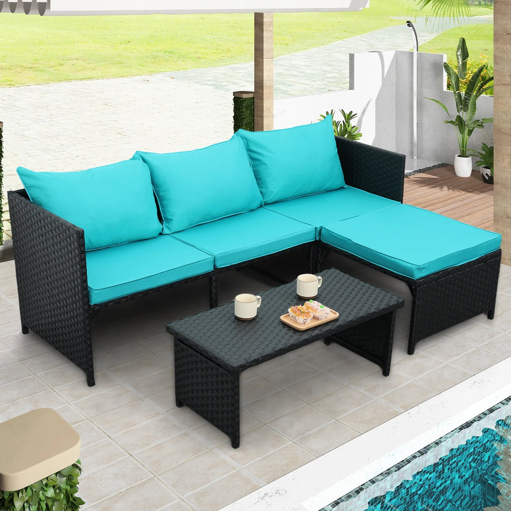 3 Pieces Patio Conversation Set with Coffee Table Q9187