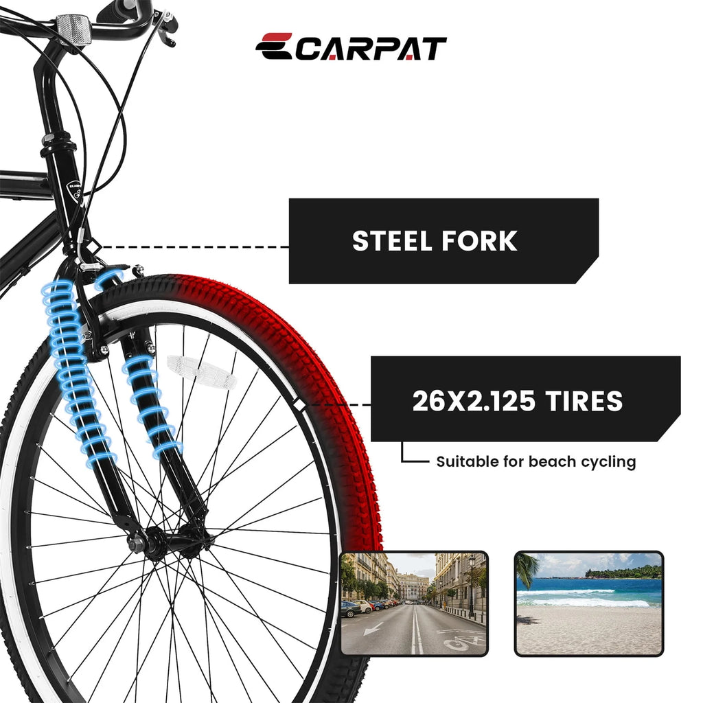 7 Speed Adult Beach Cruiser Bike 26 Wheels Z976318