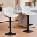 Adjustable White PU Leather Bar Stools Set of 2 F6051