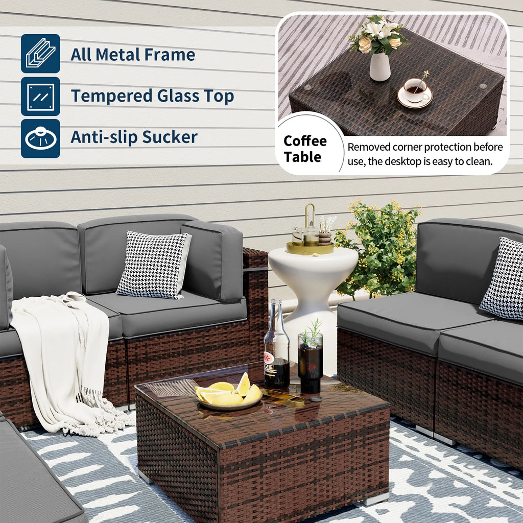 Modular Rattan Wicker 5PCS Patio Sofa Set P566