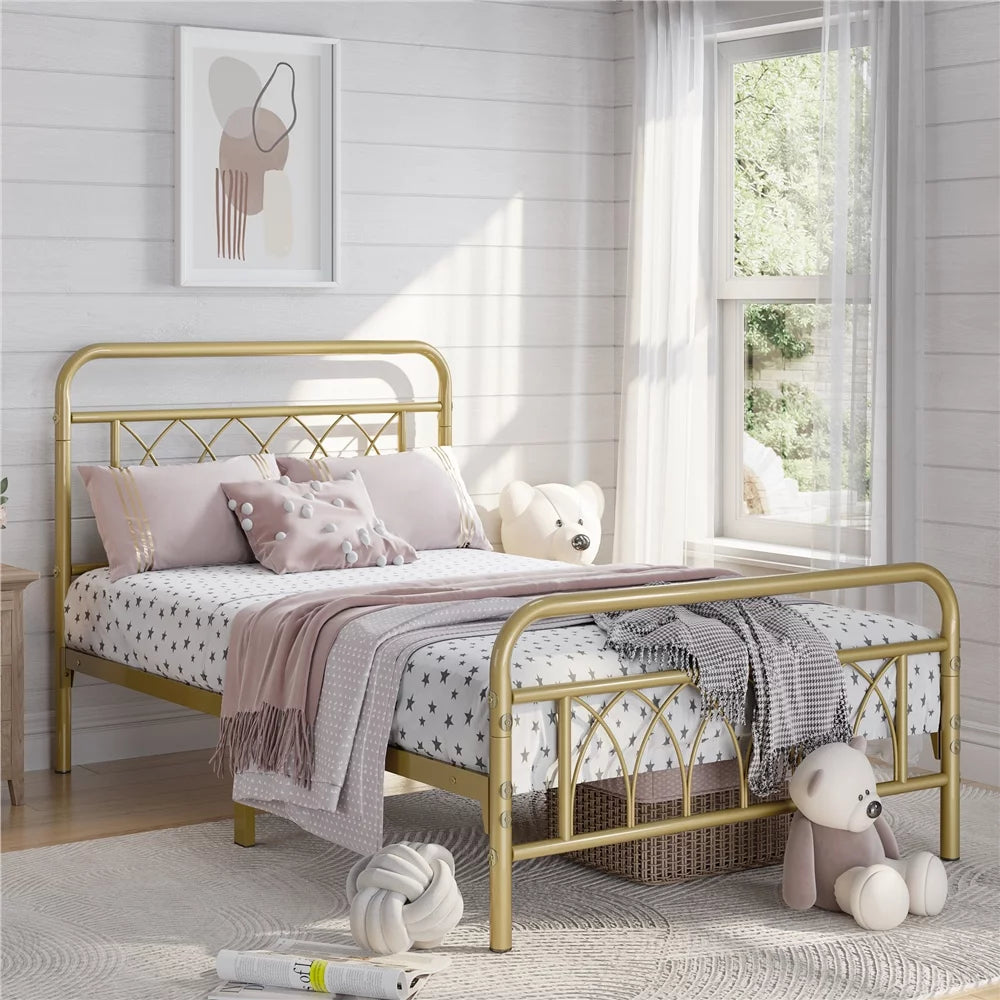 Metal Platform Bed Frame with Headboard and Footboard, Twin B768637