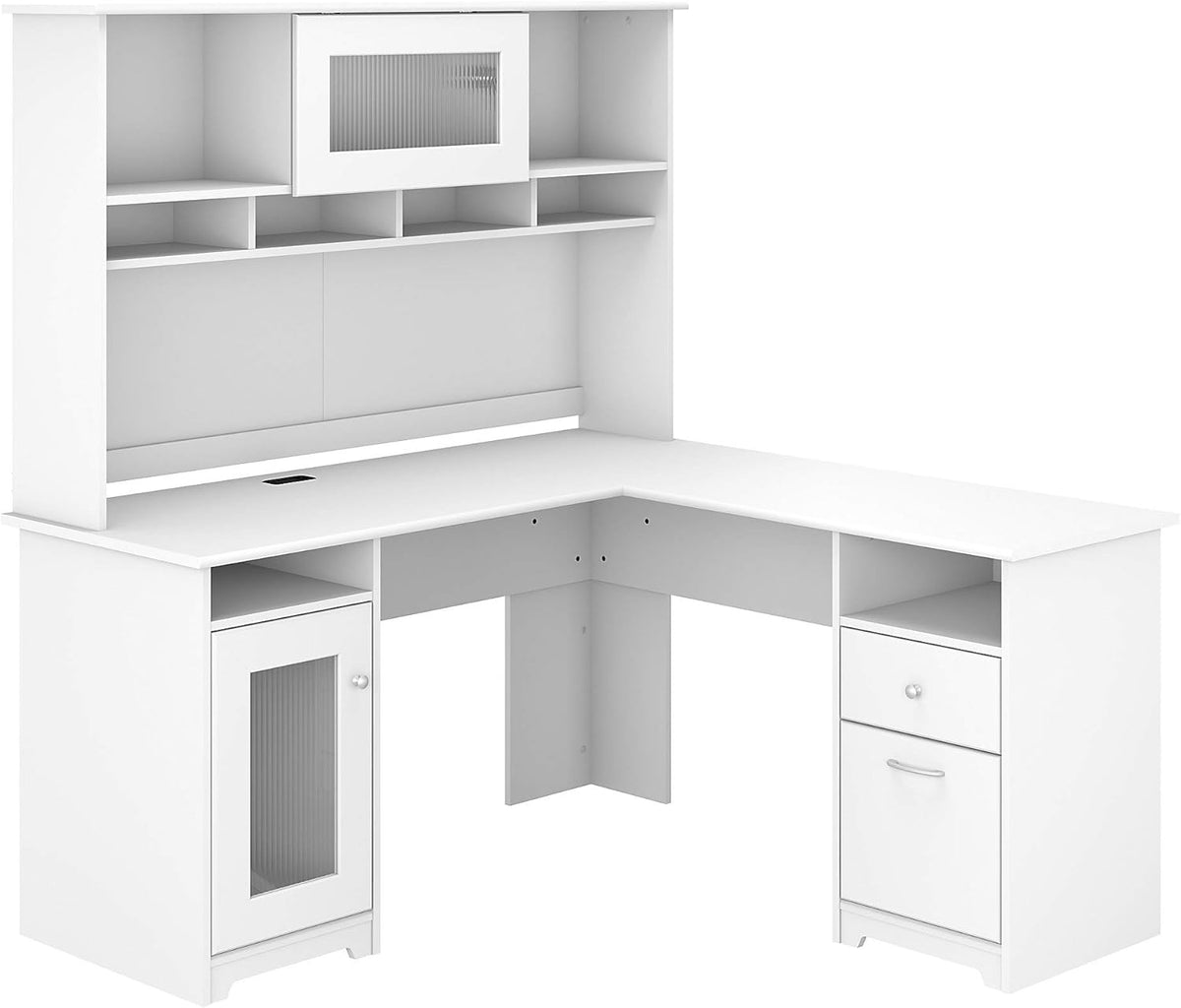 L Shaped Desk with Hutch in Espresso Oak J63349