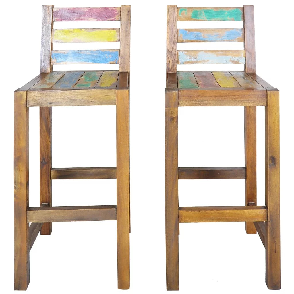 Solid Reclaimed Wood Bar Stools 2 pcs Q9576