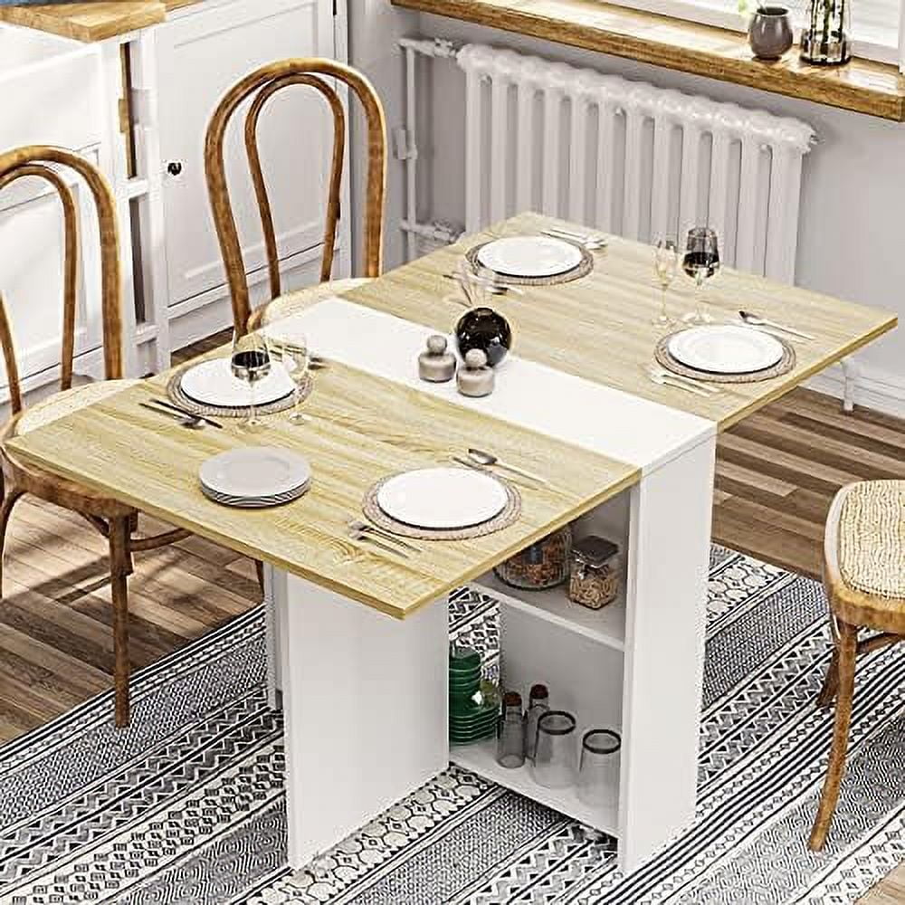 Folding Dining Table with 6 Casters and Shelves P34419