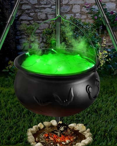 Black Plastic Cauldron with Lights S726464