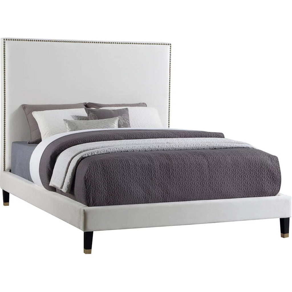 Cream Velvet Full Bed J72467