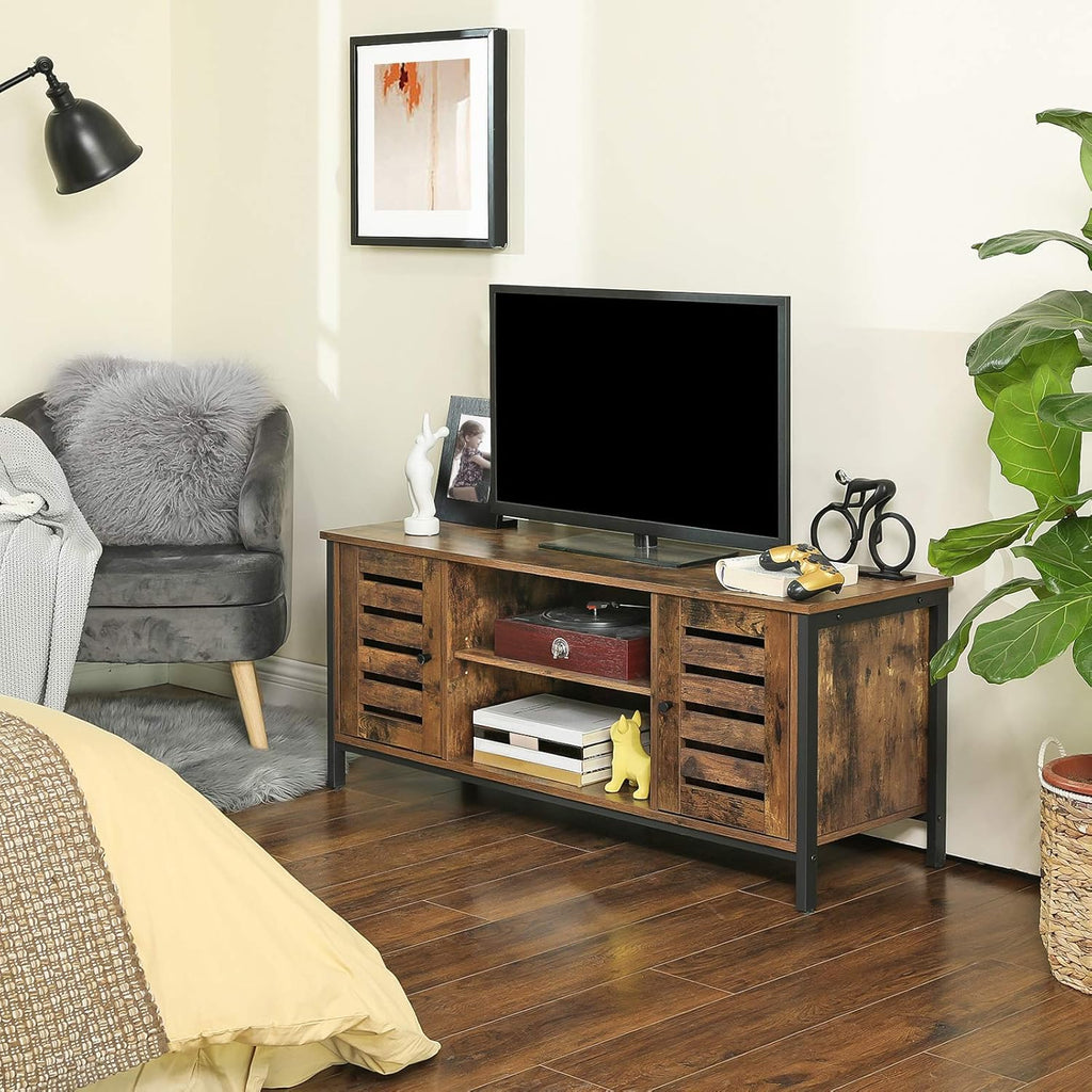 Rustic TV Media Stand with Open Storage Shelves W168