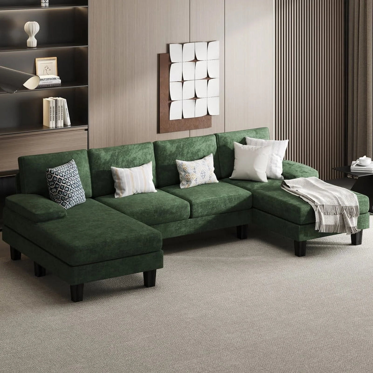 Gray Chenille U-Shape Sectional Sofa S793