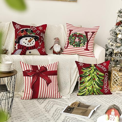 Merry Christmas 18 x 18 Inch Throw Pillow Covers Set of 4 W844