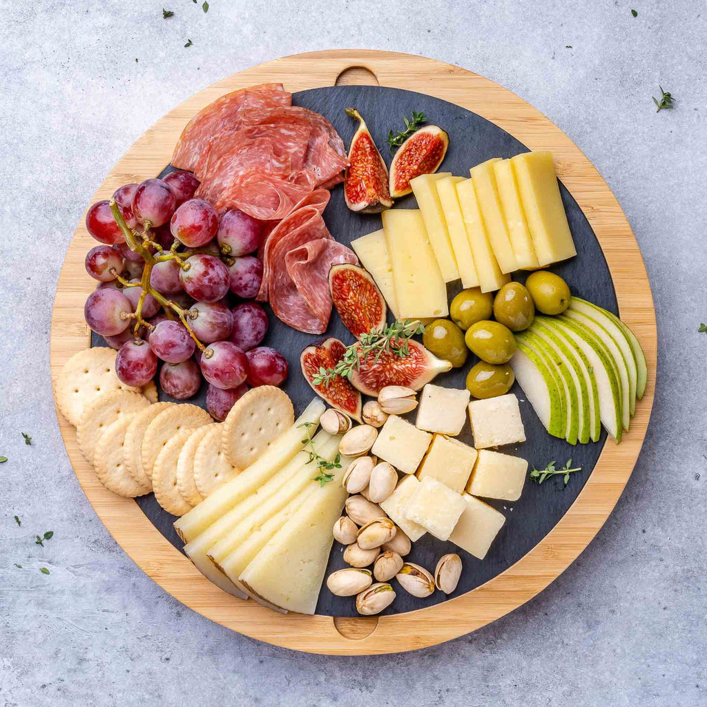 Bamboo Cheese Board with Knife Set and Slate C827