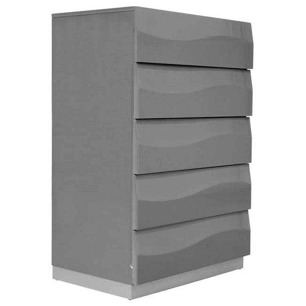 Gray High Gloss 5-Drawer Poplar Wood Chest T669154