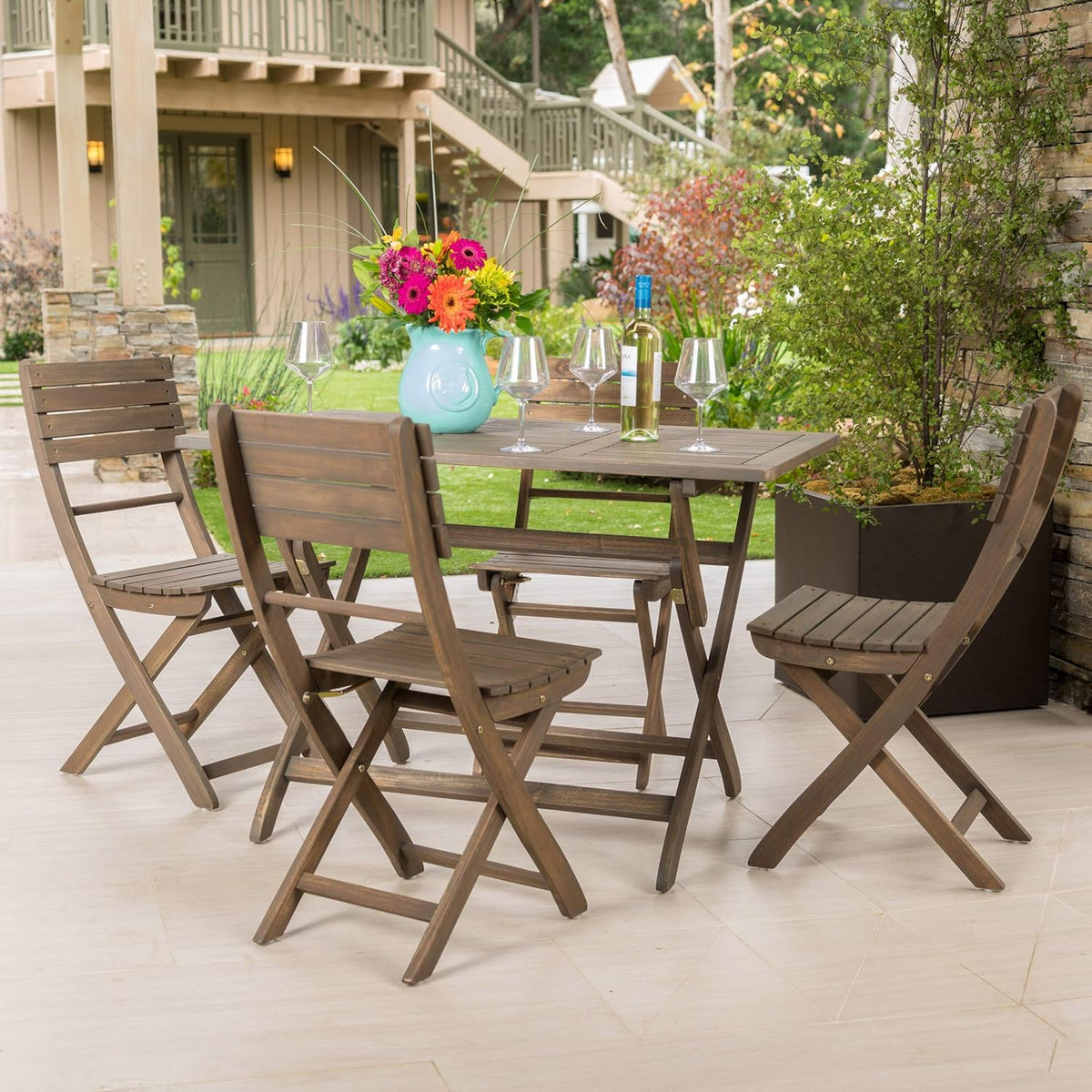 Acacia Wood Foldable Dining Set R51126