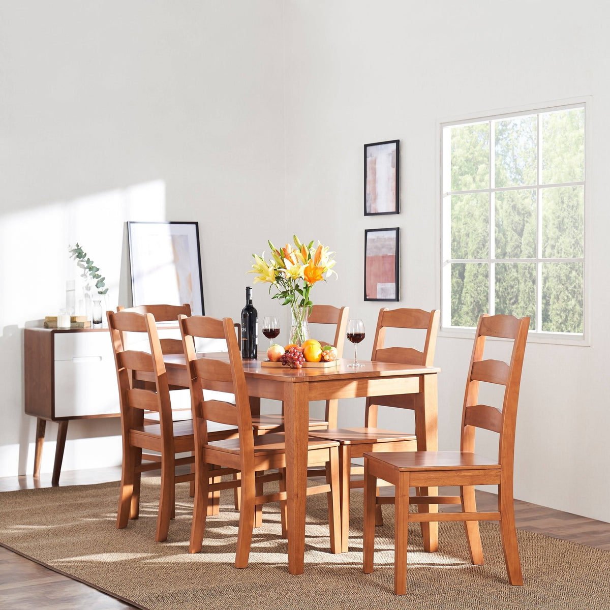 7-Piece Wood Ladderback Chair Dining Set U41014