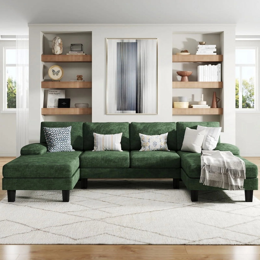 Gray Chenille U-Shape Sectional Sofa S793